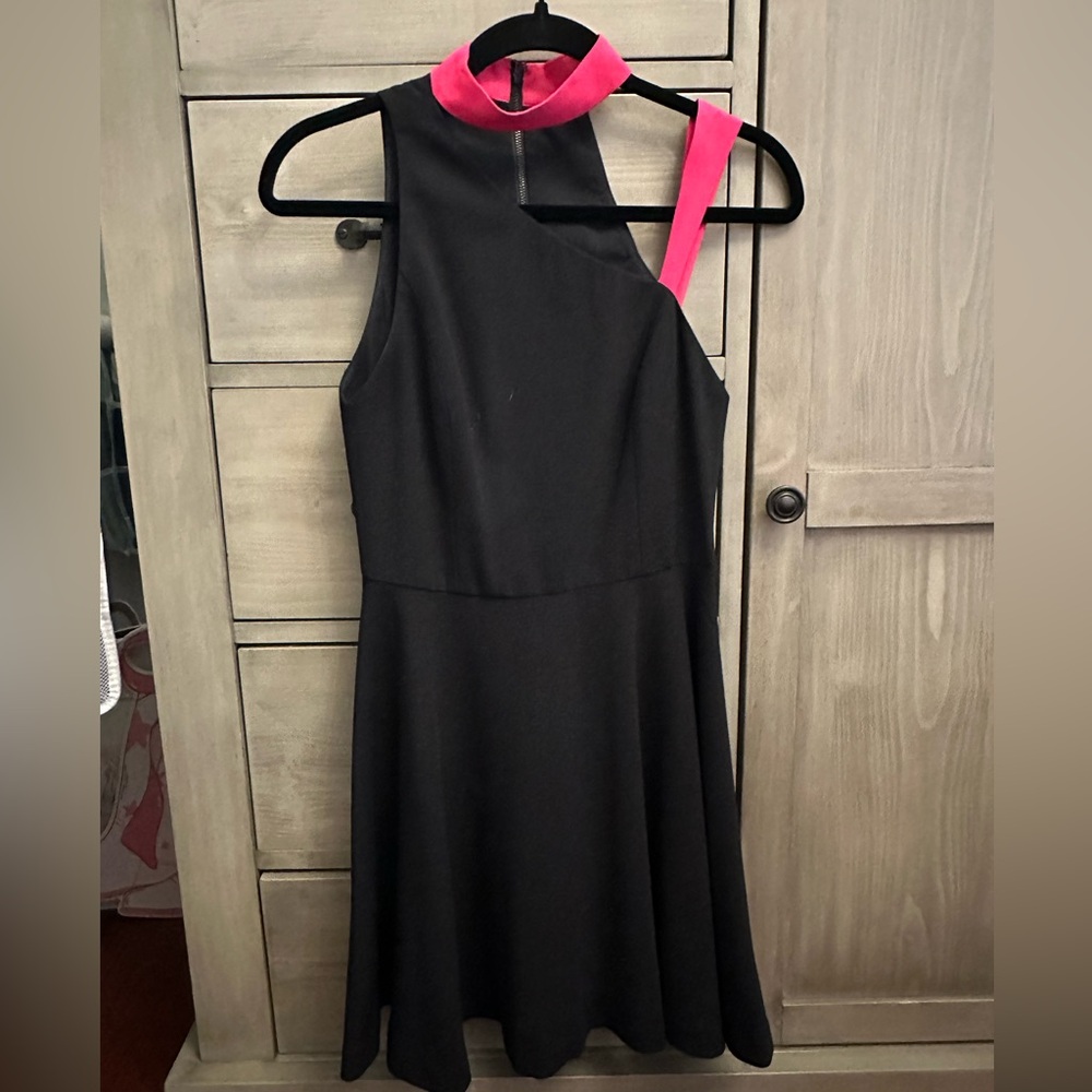 Alice + Olivia Black Dress with Pink Accent
